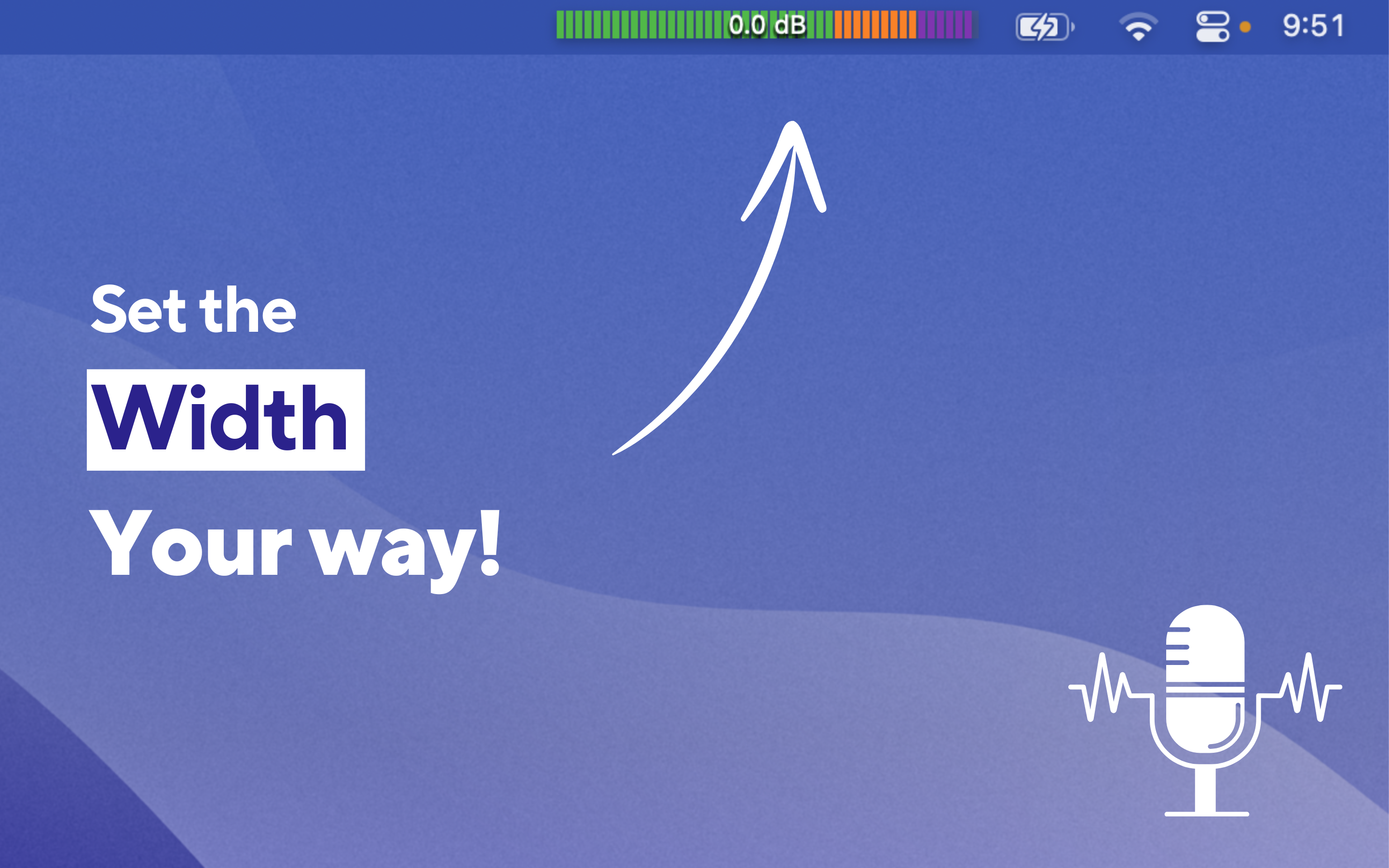 mic audio level change width